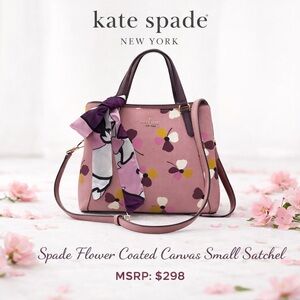 Kate Spade Spade Flower Coated Canvas sm Satchel Pink Multi Crossbody w Scarf